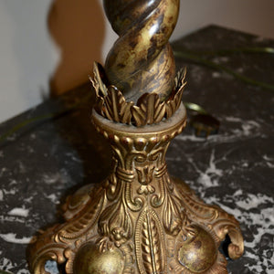 1920's Tall Brass Barley Twist Candlestick Table Lamp-Lamp-Antique Warehouse