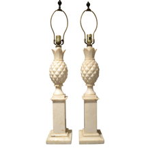 Load image into Gallery viewer, 1950&#39;s Italian Alabaster Pineapple Table Lamps - a pair-Lamp-Antique Warehouse