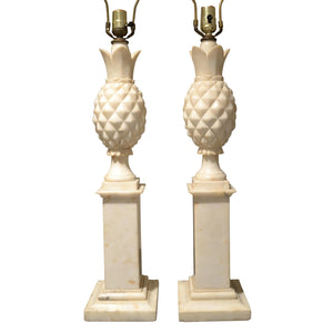1950's Italian Alabaster Pineapple Table Lamps - a pair-Lamp-Antique Warehouse