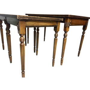 19th C. French Leather Top Cocktail | Coffee Table with 2 Nested Side Tables -Set of 3 Pieces-Cocktail Table-Antique Warehouse