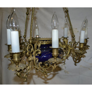 19th Century French Bronze and Porcelain Chandelier - 9-Lights-Chandelier-Antique Warehouse