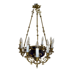 19th Century French Bronze and Porcelain Chandelier - 9-Lights-Chandelier-Antique Warehouse