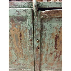 19th Century French Canadian Country Rustic Blue Painted Cabinet-sideboard-Antique Warehouse