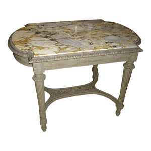 19th Century French Louis XVI Painted Center Table Console w/ Veined Marble Top-Table-Antique Warehouse