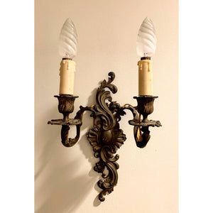 19th Century French Rococo Cast Bronze 2 Arm Sconces - a pair-Sconces-Antique Warehouse