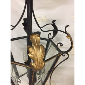 19th Century Iron & Brass Painted Hanging Lantern-Chandelier-Antique Warehouse