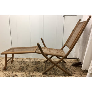 American Folding Caned Chaise | Deck Chair-Chaise-Antique Warehouse