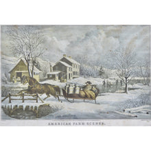 Load image into Gallery viewer, Currier &amp; Ives Litho reprint of &quot;Winter American Farm Scene #4&quot;-Art-Antique Warehouse