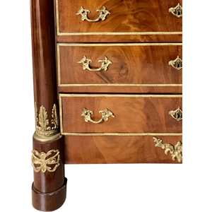 Empire Mahogany Secrétaire à abattant with Brass Mounts and Marble Top-Secretaire-Antique Warehouse