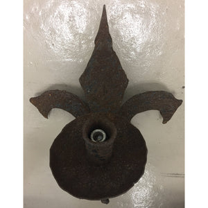 French 19th Century Forged Iron Fleur de Lis Torchère Sconces - a pair-Sconces-Antique Warehouse