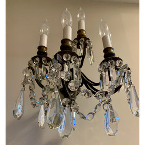 French Louis XV Bronze and Crystal Sconces - 5 Light - a pair-Sconces-Antique Warehouse