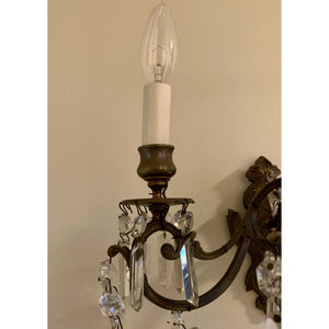 French Louis XV Bronze and Crystal Sconces - 5 Light - a pair-Sconces-Antique Warehouse