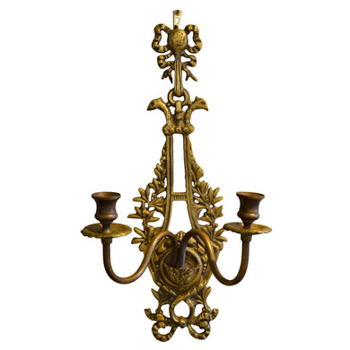 French Two Candle Brass Sconce-Sconces-Antique Warehouse