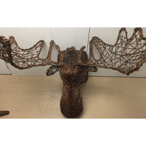 Grapevine Wicker Moose Head-Sculpture-Antique Warehouse