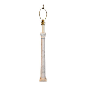 Italian NeoClassical White Marble Column Table Lamp - 41" Tall-Lamp-Antique Warehouse