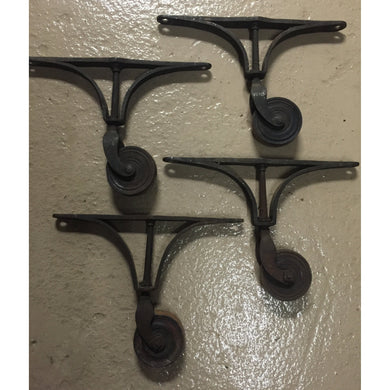 Large Cast Iron Antique Caster Wheel with Wide Top Plate - Set of 4-Castors-Antique Warehouse