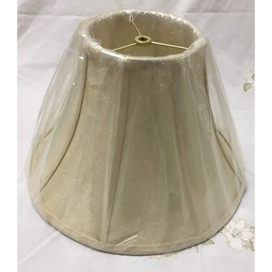 Medium Cream Shallow Bell Lampshade with Fabric Panels - A Pair - 14