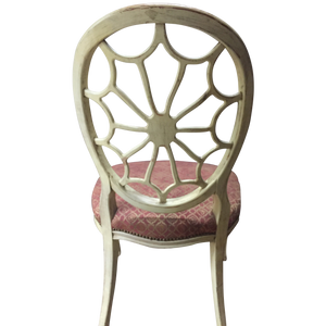 Painted Spider Back Hepplewhite Chairs with Patterned Upholstery - a Pair-Chairs-Antique Warehouse