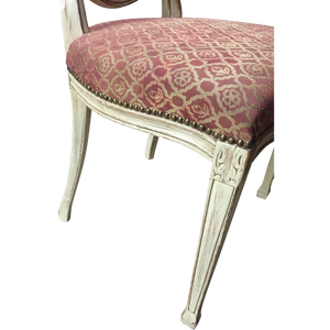 Painted Spider Back Hepplewhite Chairs with Patterned Upholstery - a Pair-Chairs-Antique Warehouse