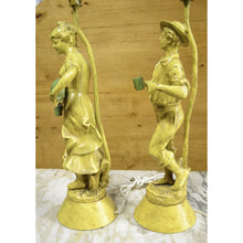 Load image into Gallery viewer, Pair of Boy &amp; Girl Yellow Table Lamps-Lamp-Antique Warehouse
