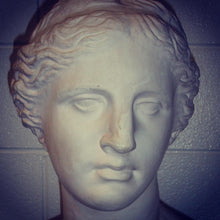 Load image into Gallery viewer, Sculpture - Greek Goddess Bust on Round Stone Pedestal-Sculpture-Antique Warehouse