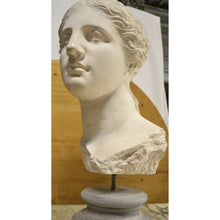 Load image into Gallery viewer, Sculpture - Greek Goddess Bust on Round Stone Pedestal-Sculpture-Antique Warehouse