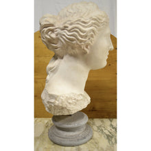Load image into Gallery viewer, Sculpture - Greek Goddess Bust on Round Stone Pedestal-Sculpture-Antique Warehouse