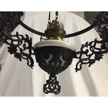 Load image into Gallery viewer, Victorian Cast Iron Hanging Library Oil Lamp | Chandelier-Chandelier-Antique Warehouse