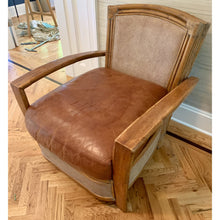 Load image into Gallery viewer, Vintage Bamboo Rattan &amp; Leather Lounge Arm Chair-Chairs-Antique Warehouse