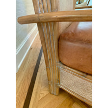 Load image into Gallery viewer, Vintage Bamboo Rattan &amp; Leather Lounge Arm Chair-Chairs-Antique Warehouse