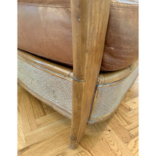 Load image into Gallery viewer, Vintage Bamboo Rattan &amp; Leather Lounge Arm Chair-Chairs-Antique Warehouse