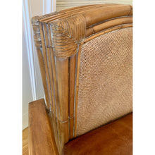 Load image into Gallery viewer, Vintage Bamboo Rattan &amp; Leather Lounge Arm Chair-Chairs-Antique Warehouse