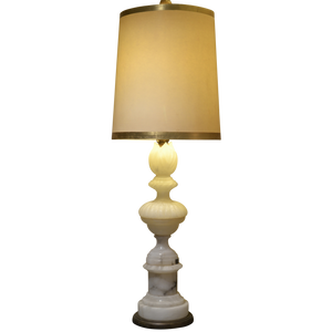 Vintage Cylinder Cream Lampshade with Gold Trim | Large-Lampshade-Antique Warehouse