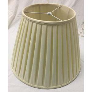Vintage English Box Pleated Silk Empire Lampshade - Cream- 16"W x 11.5"H-Lampshade-Antique Warehouse