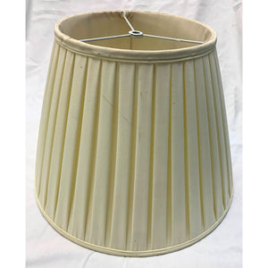 Vintage English Box Pleated Silk Empire Lampshade - Cream- 16"W x 11.5"H-Lampshade-Antique Warehouse