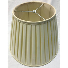 Load image into Gallery viewer, Vintage English Box Pleated Silk Empire Lampshade - Cream- 16&quot;W x 11.5&quot;H-Lampshade-Antique Warehouse