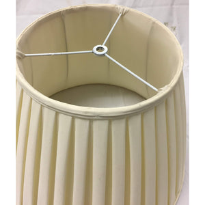 Vintage English Box Pleated Silk Empire Lampshade - Cream- 16"W x 11.5"H-Lampshade-Antique Warehouse