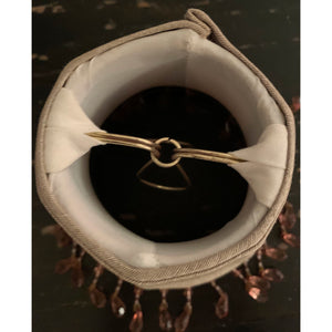 Vintage Fabric Tapered Clip-on Bell Lampshade with Pink Crystals | Small | 6" Tall-Lampshade-Antique Warehouse