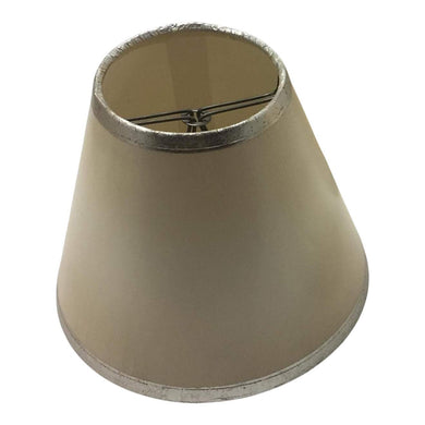 Vintage Mini Clip-on Empire Lampshades, Cream with Silver painted trim-Lampshade-Antique Warehouse